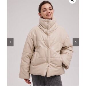 Silk Maison versatile quilted faux leather puffer jacket NWT neutral
